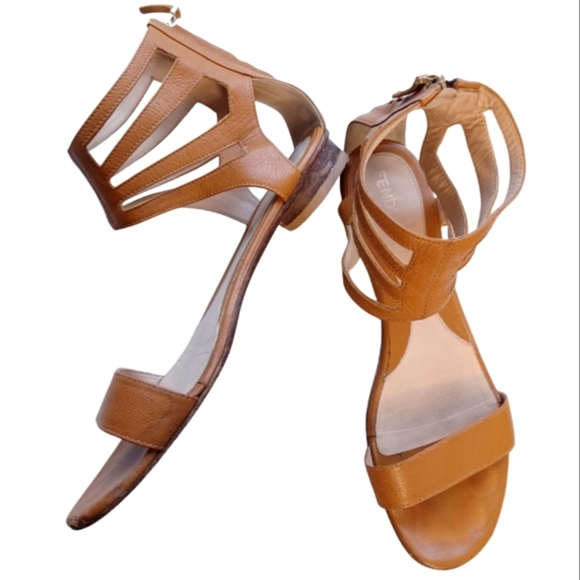 Authentic Fendi Leather Sz 39 1/2 Gladiator Ankle Boho Sandals - Picture 1 of 14